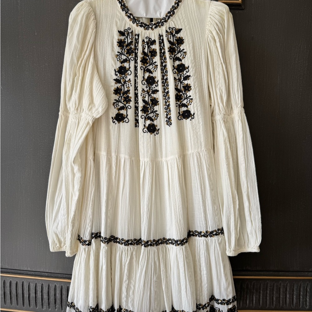 Ulla Johnson Ceres Cream and Black Sequined Dress